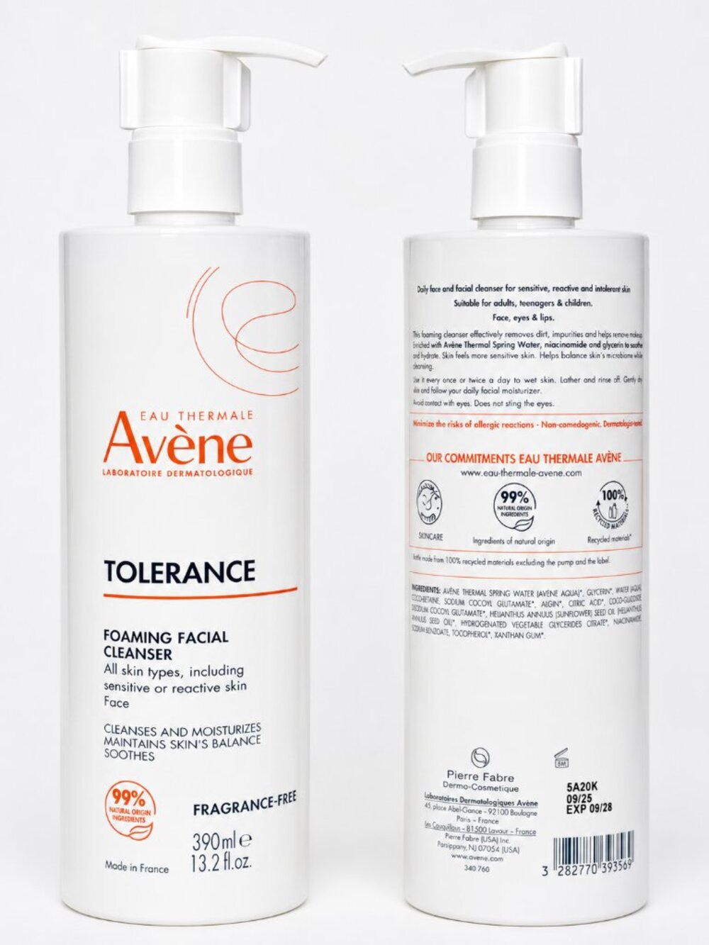 Avene Tolerance Foaming Facial Cleanser 390ml NEW
